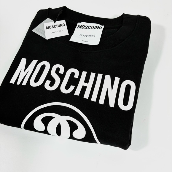 Moschino Couture Logo Double Question Mark Crewneck Sweatshirt Black US 8 NWT - Picture 11 of 17